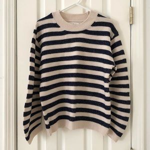 ba&sh Sunday striped wool sparkly blue/cream balloon sleeve sweater Size 1